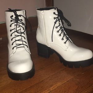 white platform combat boots